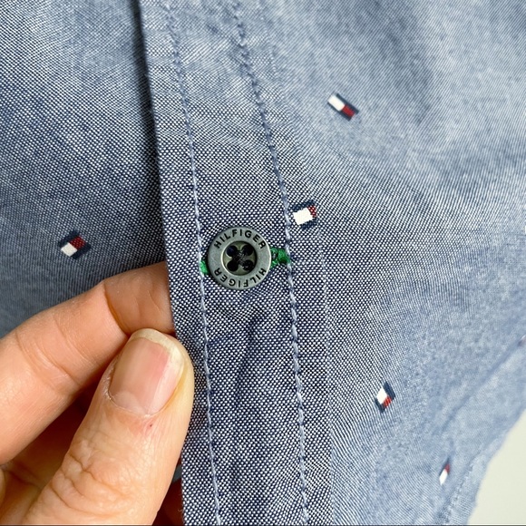 Tommy Hilfiger Button Down Blue Shirt Youth Size 4 - Picture 5 of 8